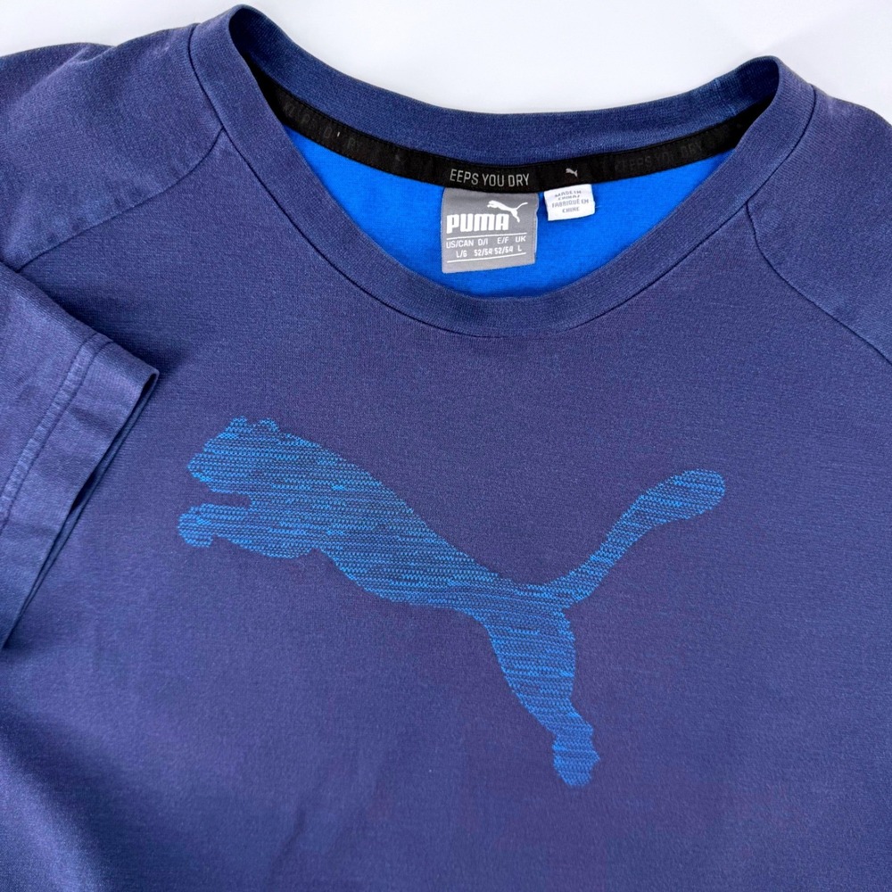 Puma Mens Navy Blue Raglan Graphic T-Shirt Tonal Cat Logo 592127 Size L